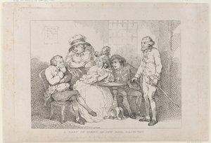 En kvinde i limbo, eller: Kaution til jøde afvist af Thomas Rowlandson