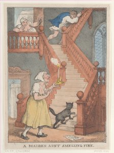 En jomfru tante lugter ild, [1. maj 1806], genudgivet 1. maj,..., [1. maj 1806], genudgivet 1. maj 1812. af Thomas Rowlandson