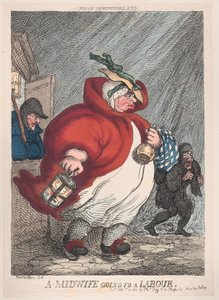 En jordemoder på vej til et arbejde, 12. februar 1811., 12. februar 1811. af Thomas Rowlandson