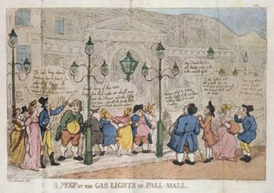Et kig på gaslysene i Pall Mall Rowlandson 1809 af Thomas Rowlandson