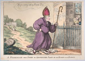 En pilgrimsrejse fra Surry til Gloucester Place eller biskoppen i en ekstacy, 27. februar 1809. af Thomas Rowlandson