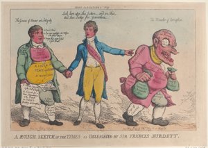 A Rough Sketch of the Times som afvist af Sir Francis Burdett, ..., [9. maj 1810], genudgivet 1819. af Thomas Rowlandson