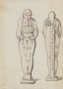 En mumie, set forfra og bagfra af Thomas Rowlandson