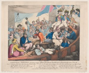 Admiral Nelson genskaber med sine modige tjærer efter det glorværdige slag ved..., 20. oktober 1798. af Thomas Rowlandson