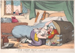 Efter sødt kød kommer sur sauce, eller korporal Casey kom i den forkerte æske, ..., 30. november 1810. af Thomas Rowlandson