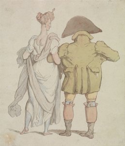 En ældre mand, der går sammen med en dame af Thomas Rowlandson