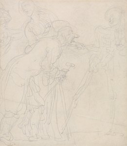 En gammel mand, der bliver hånet af døden af Thomas Rowlandson