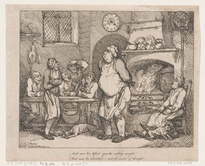 Og nu søgte hans løftede blik mod loftet... af Thomas Rowlandson
