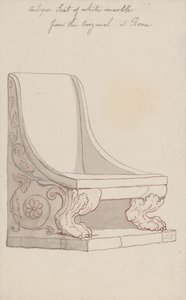 Antik stol af hvid marmor, efter originalen i Rom af Thomas Rowlandson