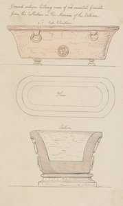 Badekar af rød granit, Vatikanet af Thomas Rowlandson
