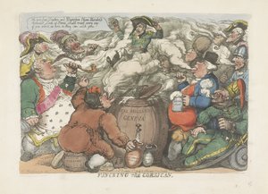 Desinfektion af korsikaneren, 1813 Funcking the Corsican (titel på objekt) af Thomas Rowlandson