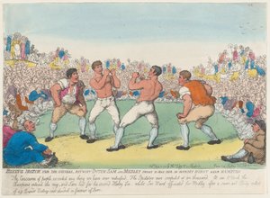 Boksekamp for 200 Guineas, mellem hollandske Sam og medley, udkæmpet 31. maj 1810, den..., 5. juni 1810. af Thomas Rowlandson
