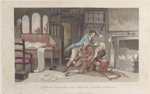 Konflikt mellem Quae Genus og Advokat Gripe-all, fra The History of Johnny Q..., 1. oktober 1821. af Thomas Rowlandson