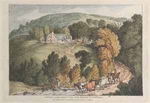 Sommerhus nær Devils Jump i hertugdømmet Cornwall, fra Views i Cornwall, 12. april 1812. af Thomas Rowlandson
