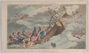 Death Turned Pilot fra The English Dance of Death, vol. II, pl. 9, 1. Juni 1815., 1. Juni 1815. af Thomas Rowlandson
