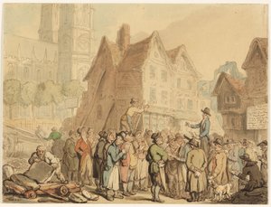 Nedrivning af gamle huse nord for Westminster Abbey af Thomas Rowlandson
