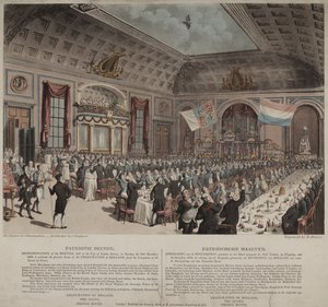 Middag til fejring af Hollands frigørelse fra Frankrig, City of London Tavern, Bishopsgate, 1814 (akvatint) af Thomas Rowlandson