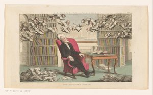 Doctor Syntax sover i et bibliotek Doctor