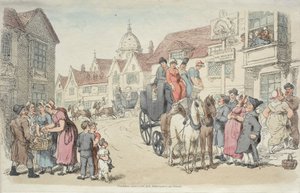 Dolphins Inn: Greenwich og Woolwich Coaches af Thomas Rowlandson