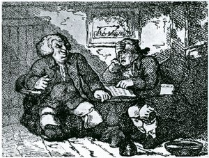Dr. Johnson og James Boswell er ved at komme sig efter tømmermænd efter en nat i byen af Thomas Rowlandson