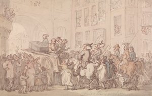 Dr. Syntax deltager i udførelsen af Thomas Rowlandson