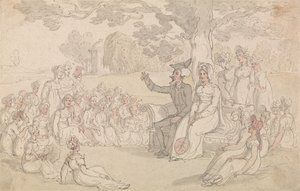Dr. Syntax besøger en pigeskole af Thomas Rowlandson