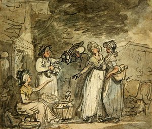 Dr. Syntax-forhandling for ænder (pen & blæk og akvarel på papir) af Thomas Rowlandson