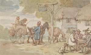 Dr. Syntax uden for Halfway House af Thomas Rowlandson