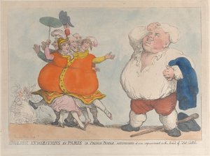 Engelske udstillinger i Paris eller franskmænd overrasket over vores forbedring af racen o..., 1812. af Thomas Rowlandson