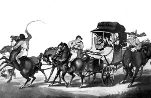 Engelsk Travelling, eller den første etape fra Dover, 1785. af Thomas Rowlandson