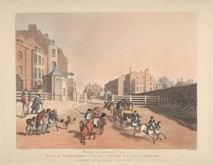 Indgangen fra Oxford Street eller Tyburn Turnpike (nr. 4) af Thomas Rowlandson