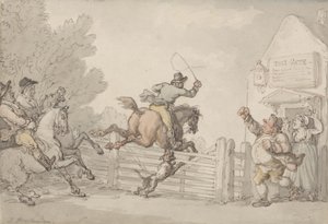 Evading the Toll, ca. 1805-10 (grafit, pen, blæk & w/c på papir) af Thomas Rowlandson
