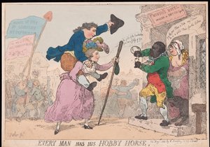 Hver mand har sin hobbyhest, pub. 1784 (håndfarvet gravering) af Thomas Rowlandson