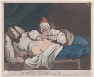 Fem gange ved Taperens lys, Timeglasset jeg har forvandlet til nat!!, 1793., 1793. af Thomas Rowlandson