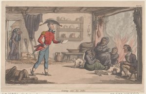 At komme ind i hans Billet, fra The Military Adventures of Johnny Newcome, 1815., 1815. af Thomas Rowlandson