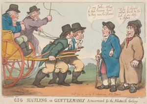 Gig-Hauling, eller en gentleman-agtig fornøjelse i det 19. århundrede af Thomas Rowlandson