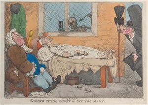 Giving Up the Ghost or One Too Many, 1813., 1813. af Thomas Rowlandson