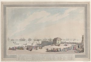 »Den hollandske flådes strålende nederlag, 10. oktober 1797«, af admiralerne Lord Duncan og Sir Richard Onslow, med et på stedet tegnet billede af de seks hollandske linjeskibe, der blev erobret og ført til Yarmouth af Thomas Rowlandson