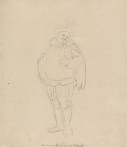 Henderson i rollen som Falstaff af Thomas Rowlandson
