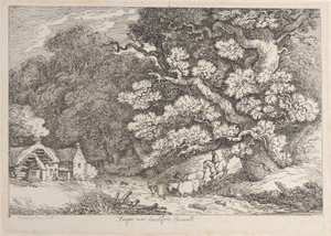 Hengar nær Camelford, Cornwall, fra Views in Cornwall, ca. 1812., ca. 1812. af Thomas Rowlandson