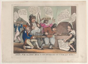 Meget sjov for John Bull, eller republikanerne sat til deres sidste skifte, november ..., 12. november 1798. af Thomas Rowlandson