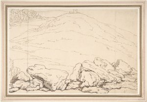 Kuperet landskab med klipper af Thomas Rowlandson