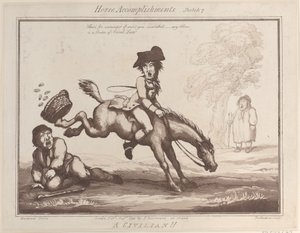 Hestepræstationer, skitse 7: A Civilian !!, 1. august 1799., 1. august 1799. af Thomas Rowlandson