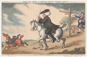 Hvordan man rider en hest på tre ben, 11. juni 1808., 11. juni 1808. af Thomas Rowlandson