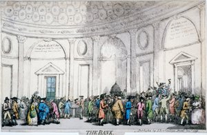 Indvendigt billede af Bank of England, City of London, 1792. af Thomas Rowlandson