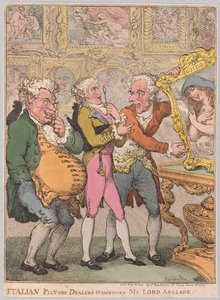 Italienske billedhandlere Humbuging My Lord Anglaise, pub. 1812 (håndfarvet gravering) af Thomas Rowlandson
