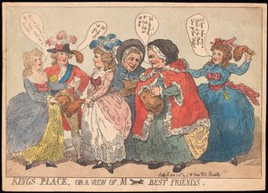 Kings Place, eller udsigt over M ---- Best Friends, pub. 1784 (håndfarvet gravering) af Thomas Rowlandson
