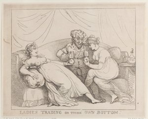 Kvinder, der handler med deres egen bagdel af Thomas Rowlandson