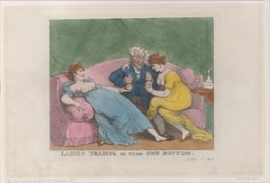 Damer, der handler på deres egen bund, [5. oktober 1810], genoptryk., [5. oktober 1810], genoptryk. af Thomas Rowlandson