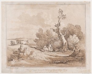 Landskab med figurer, der samler træ under knudrede træer, 21. maj 1789., 21. maj 1789. af Thomas Rowlandson
